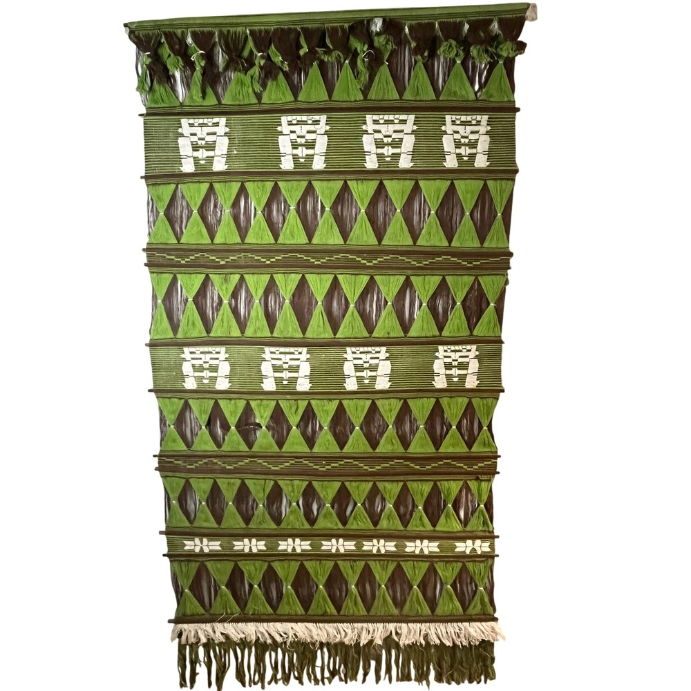 Vtg 70s Colombian String wall Hanging Mid Century Modern Woven Fiber Art 65 x 34